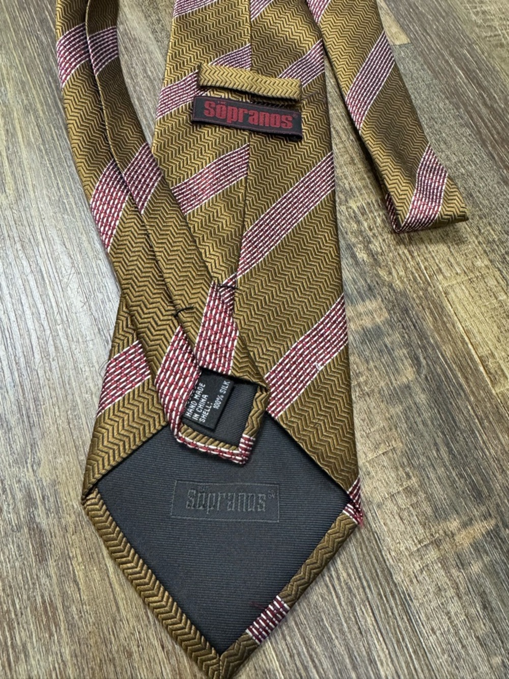 Soprano’s Brown‎ & Pink Striped Men’s Silk Tie